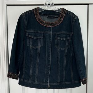 Dana Buchman Dark Denim Jacket with Copper Metallic Trim 10